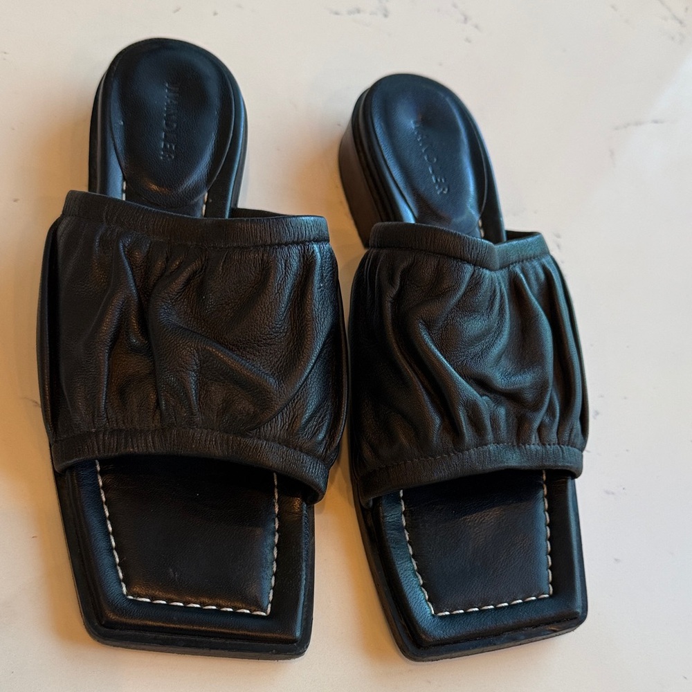 Wandler Mila Puffy Lambskin Flat Sandal Slip-On Mule Black Color Size 38 US 8.5 - Picture 2 of 15